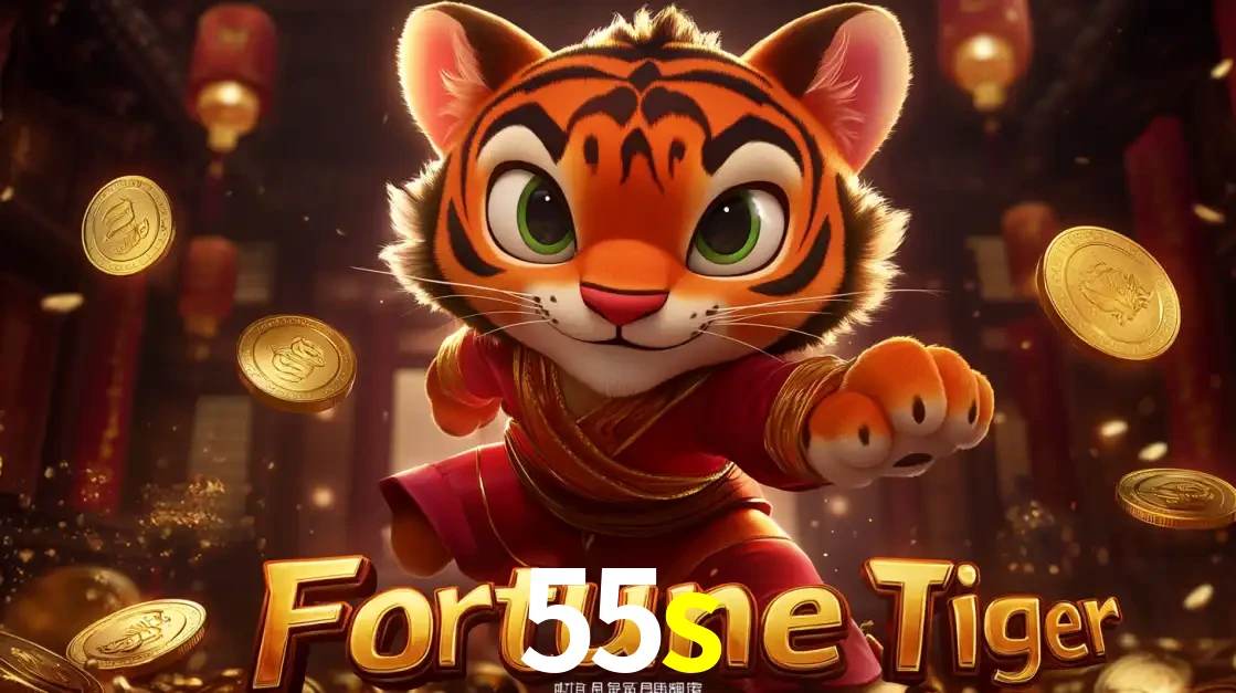 O carismático mascote do jogo de slot Fortune Tiger, um tigre fofo em pose de artes marciais, pronto para trazer sorte e multiplicadores de ganhos no cassino online 55s.